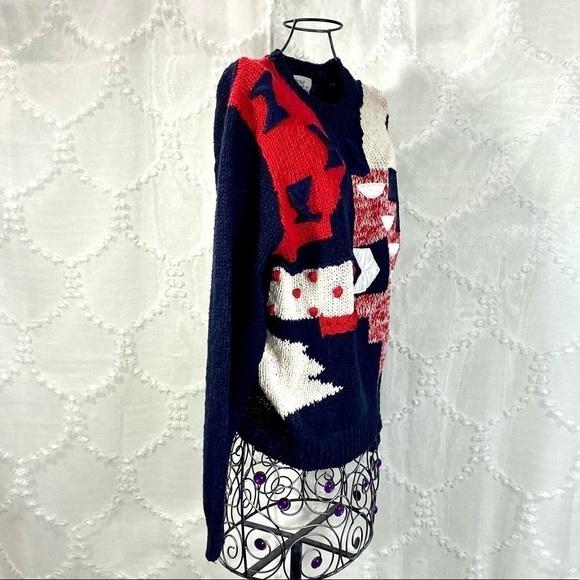 Petite Illustrations Chunky knit Vintage geometric print  sweater size S - Picture 6 of 8